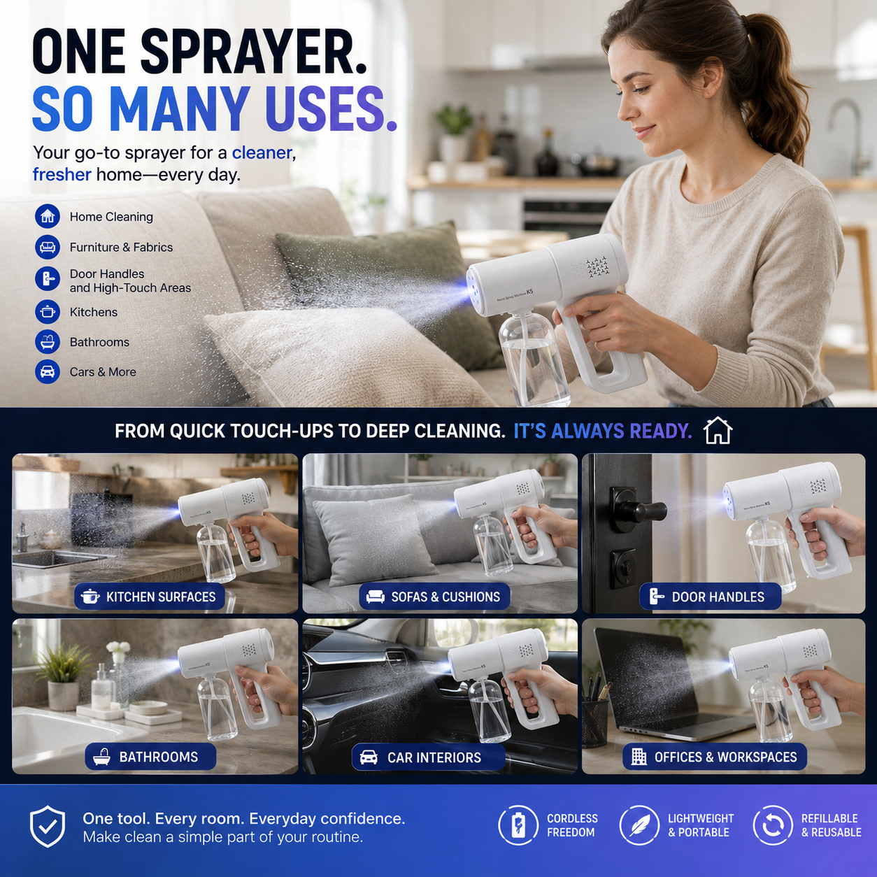 💨 Cordless Nano Mist Sprayer with UV Light