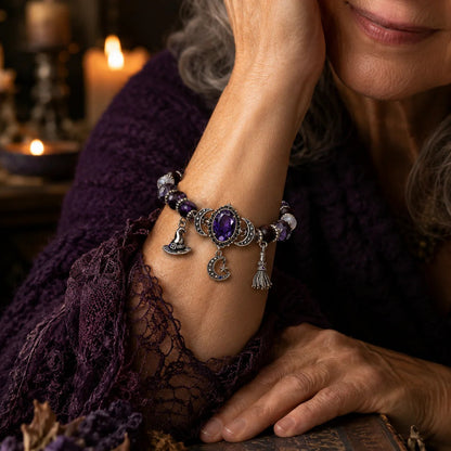 🔥 LAST DAY 49% OFF – 🔮 Witch’s Crystal Moon Charm Bracelet