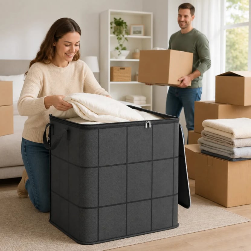 ⚡Hot Sales 49% OFF🔥Spacious Moving Storage Bin – Zippered Organizer for Quilts
