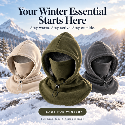 🥶 Fleece Balaclava Hood – Full Face & Neck Winter Protection for Outdoor Adventures