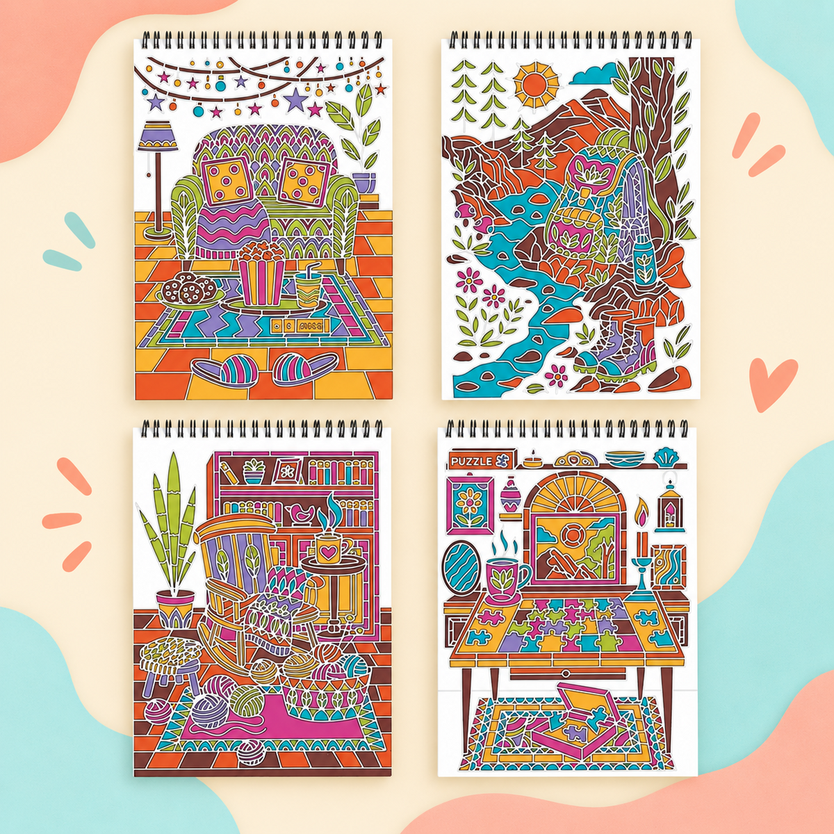 🥳2026 HOT SALE🥳💞50K+ SOLD! 🥚 🌿Trace-By-Groove Guided Flow Art Coloring Pad with Double-Sided Markers 🎨