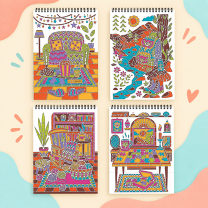 🥳2026 HOT SALE🥳💞50K+ SOLD! 🥚 🌿Trace-By-Groove Guided Flow Art Coloring Pad with Double-Sided Markers 🎨