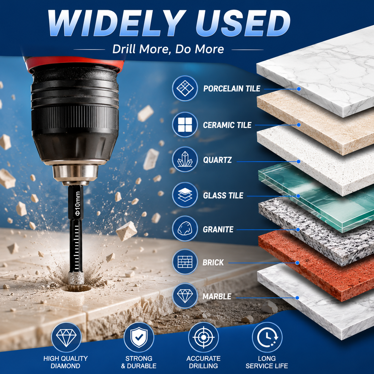 6 Pcs Diamond Drill Bits Set