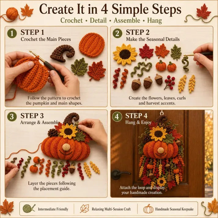 🧶 DIY Seasonal Crochet Door Hanger Kit – 6 Handmade Holiday Designs for Year-Round Home Decor