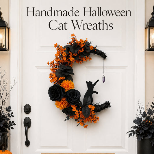 🔥Last Day 49% OFF - 🐈‍⬛🌙Handmade Halloween Cat Wreath