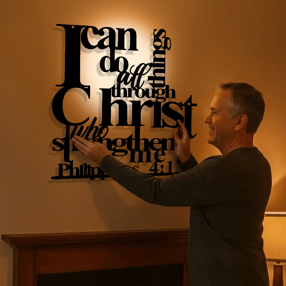 🔥Last Day 50% OFF ✝️Christianartworkshop Philippians 4:13 I Can Do All Things Metal Wall Decor: Christ’s Strength for Your Walls