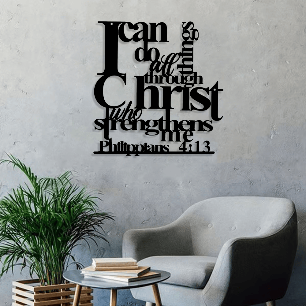 🔥Last Day 50% OFF ✝️Christianartworkshop Philippians 4:13 I Can Do All Things Metal Wall Decor: Christ’s Strength for Your Walls