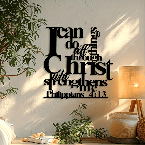 🔥Last Day 50% OFF ✝️Christianartworkshop Philippians 4:13 I Can Do All Things Metal Wall Decor: Christ’s Strength for Your Walls