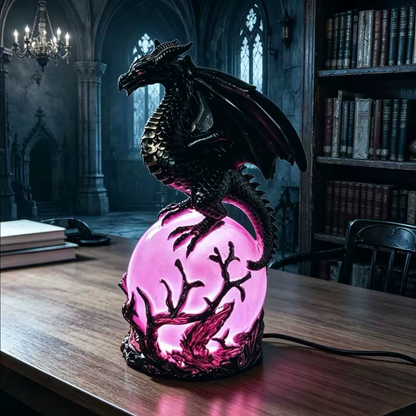🔮Gothic Dragon LED Crystal Ball Lamp for Dark Aesthetic Decor🐉