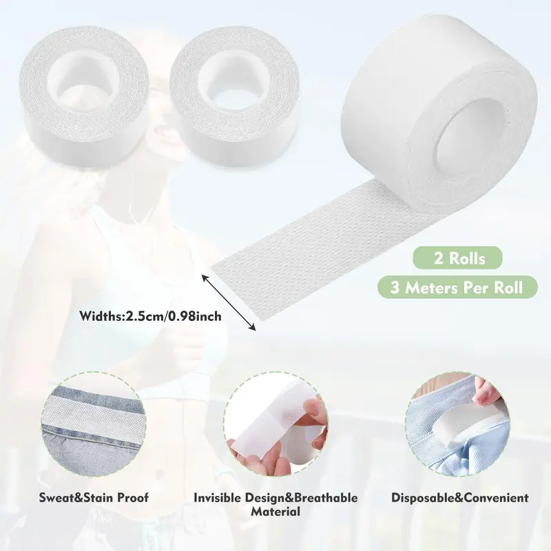 🎁2 Rolls Invisible Sweat Pads & Collar Protectors for Shirts – Unisex Sweat Guard