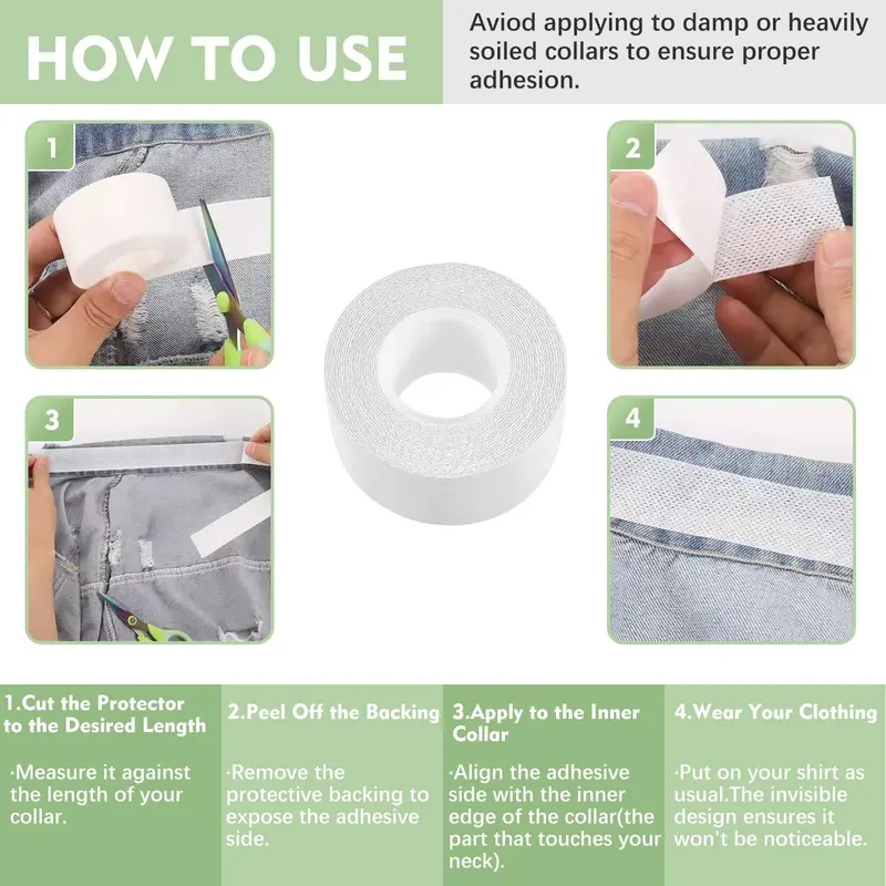 🎁2 Rolls Invisible Sweat Pads & Collar Protectors for Shirts – Unisex Sweat Guard