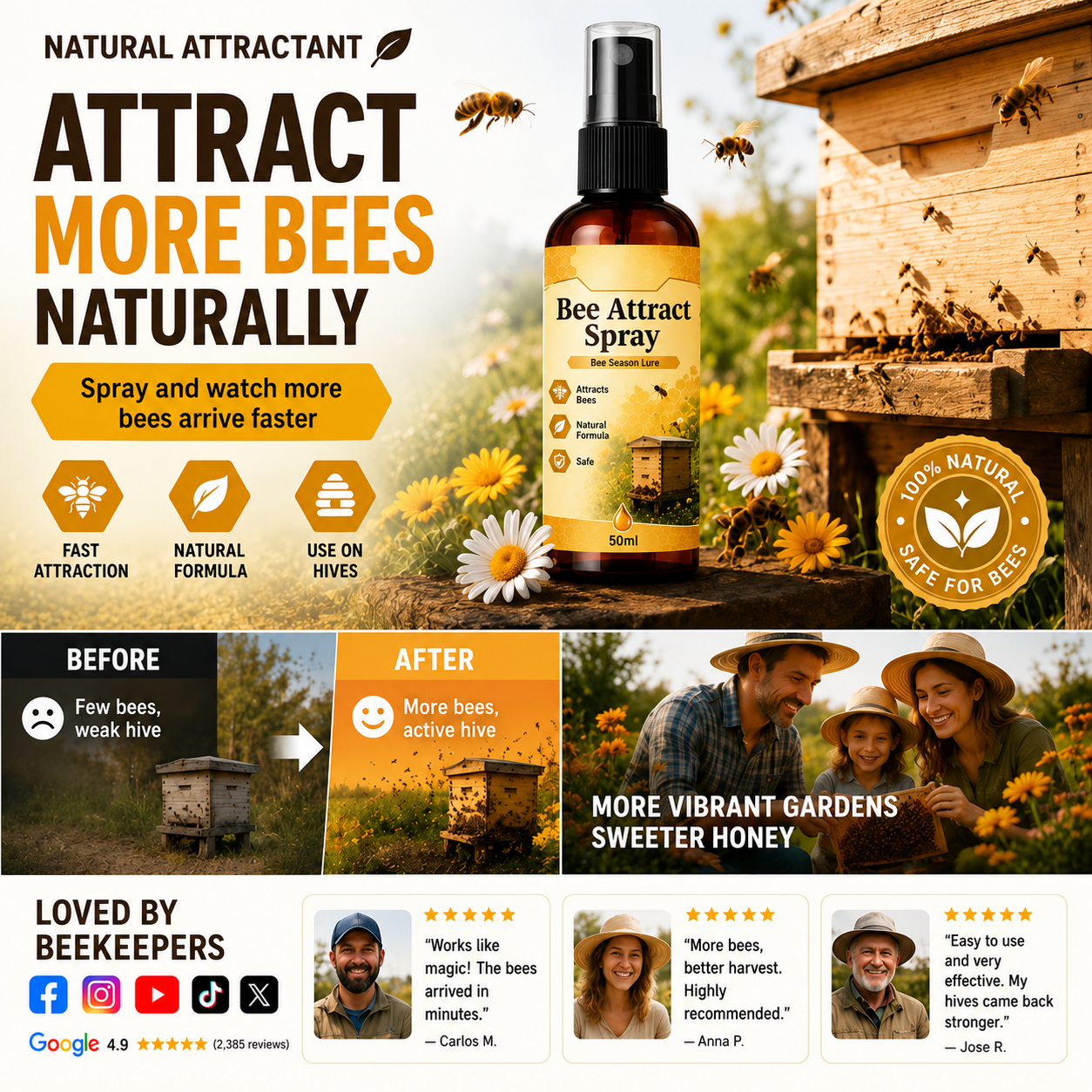 🐝Natural Outdoor Bee Attractant Spray