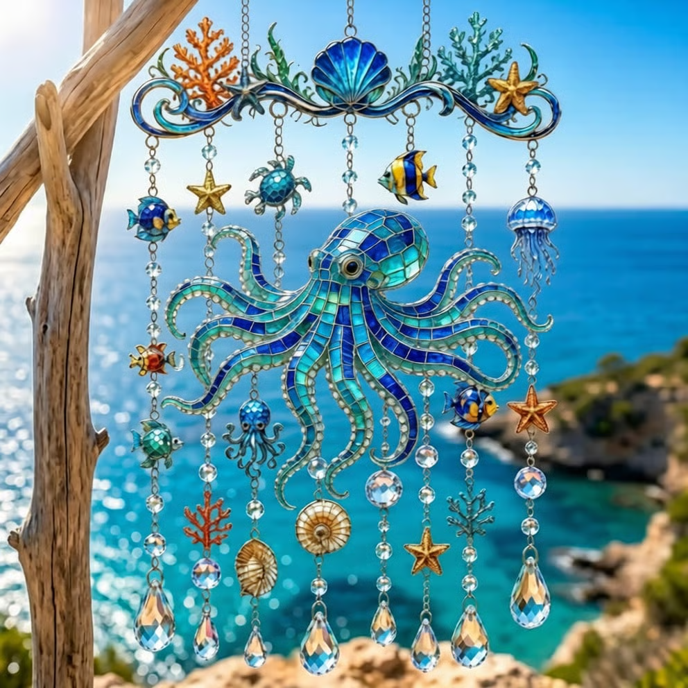 🔥HOT SALE🔥🐢Ocean Animal Acrylic Wind Chime—2D Turtle/Dolphin/Whale Style Hanging Ornament, Outdoor Garden Balcony Decor Handmade Gift