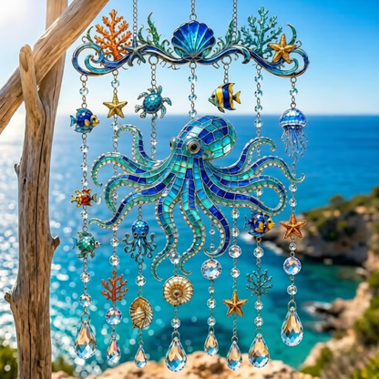 🔥HOT SALE🔥🐢Ocean Animal Acrylic Wind Chime—2D Turtle/Dolphin/Whale Style Hanging Ornament, Outdoor Garden Balcony Decor Handmade Gift