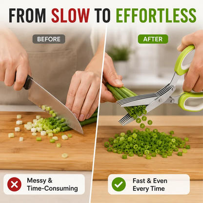 ✂️Herb Scissors 5 Blade Kitchen Shears, Multipurpose Herb Cutter with Safety Cover & Cleaning Comb for Basil Chive Parsley