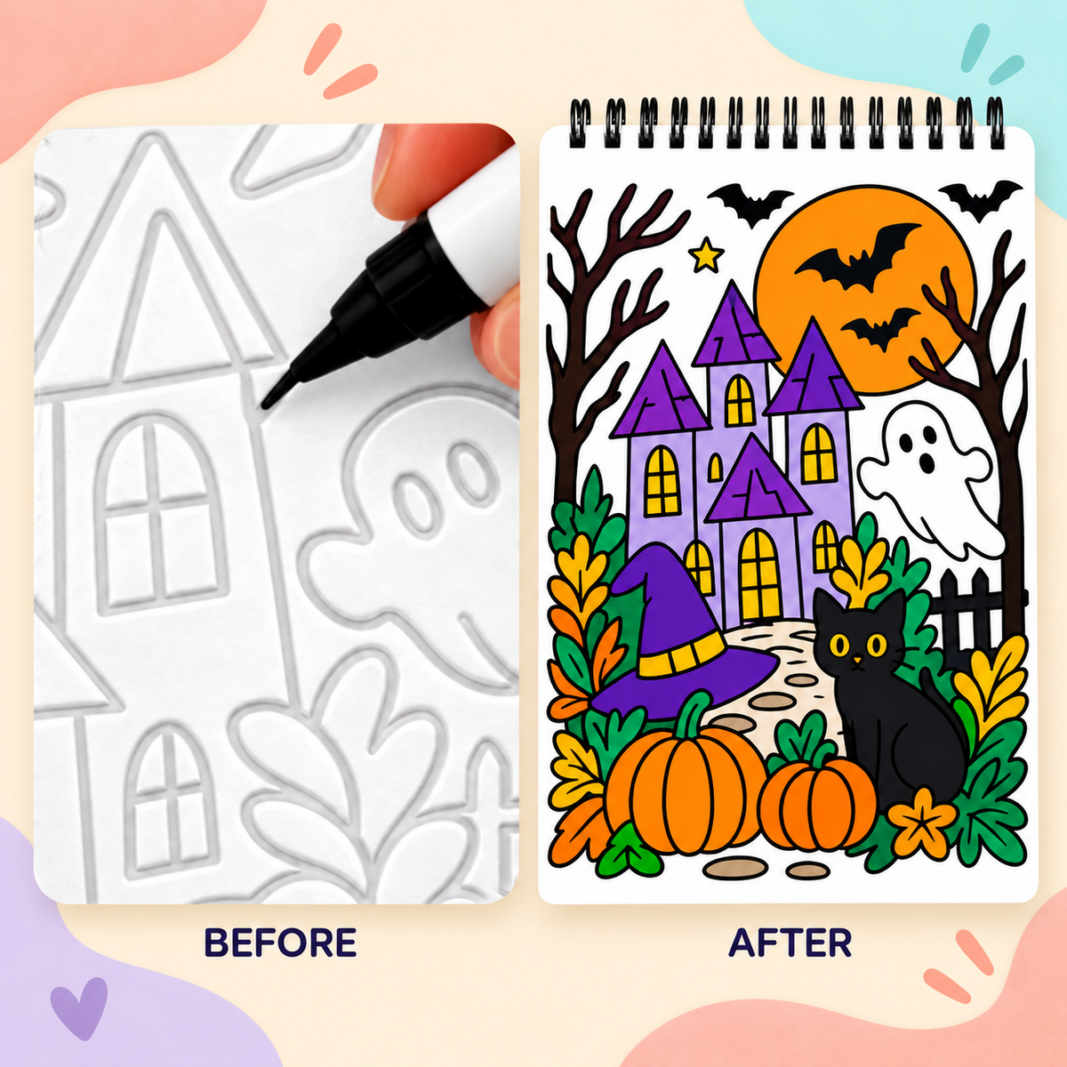🥳2026 HOT SALE🥳💞50K+ SOLD! 🥚 🌿Trace-By-Groove Guided Flow Art Coloring Pad with Double-Sided Markers 🎨