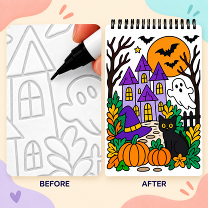 🥳2026 HOT SALE🥳💞50K+ SOLD! 🥚 🌿Trace-By-Groove Guided Flow Art Coloring Pad with Double-Sided Markers 🎨