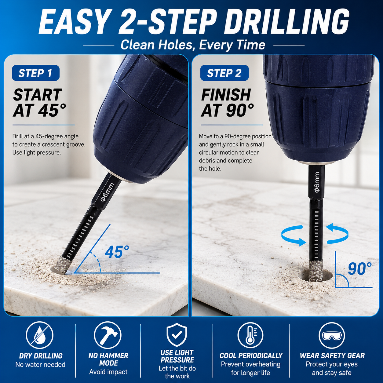 6 Pcs Diamond Drill Bits Set