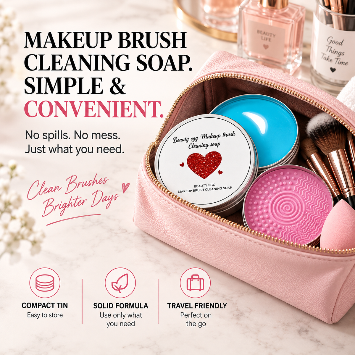 🫧 Makeup Brush Cleaning Soap with Silicone Scrub Pad | 100g ✨