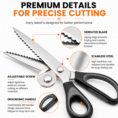 ✂️ Professional Pinking Shears – Stainless Steel Zigzag Fabric Cutting Scissors