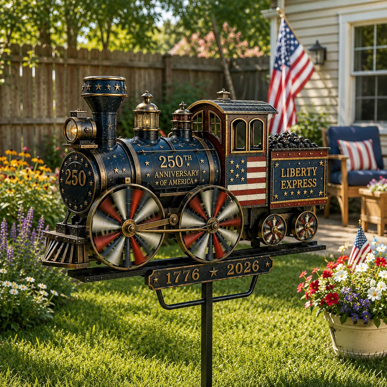 🔥Limited time 55% OFF🔥🚂 “Liberty Express” Train Garden Wind Spinner -✈️ (Free Delivery Fee)