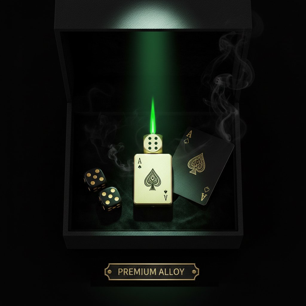 🎉Buy 1 Get 1 Free🎲Windproof Poker Dice Rotating Cigar Lighter, Butane Refill (Not Included)