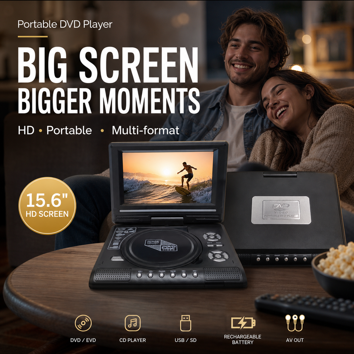 📢📢50% OFF !! ⏰📺 7.8' HD Portable DVD/EVD Player – Large Screen, Rechargeable & Compatible with DVD/CD/USB/SD – Perfect for Home & Travel