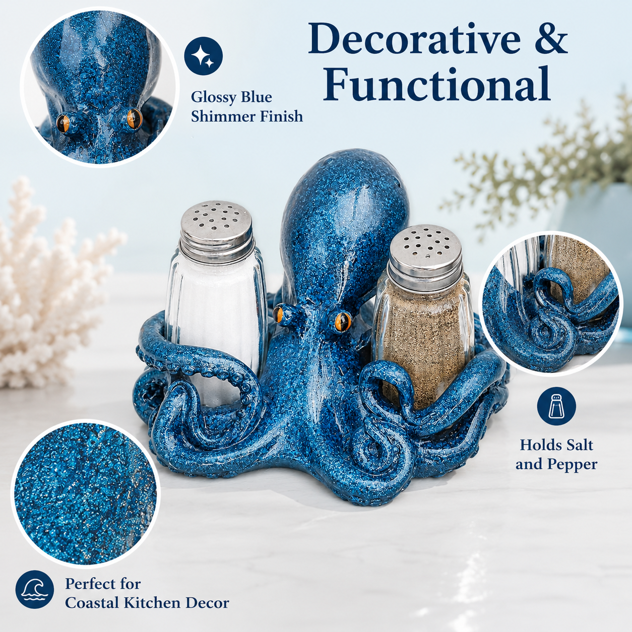 🔥Coastal Animal Salt & Pepper Shaker Holder Set