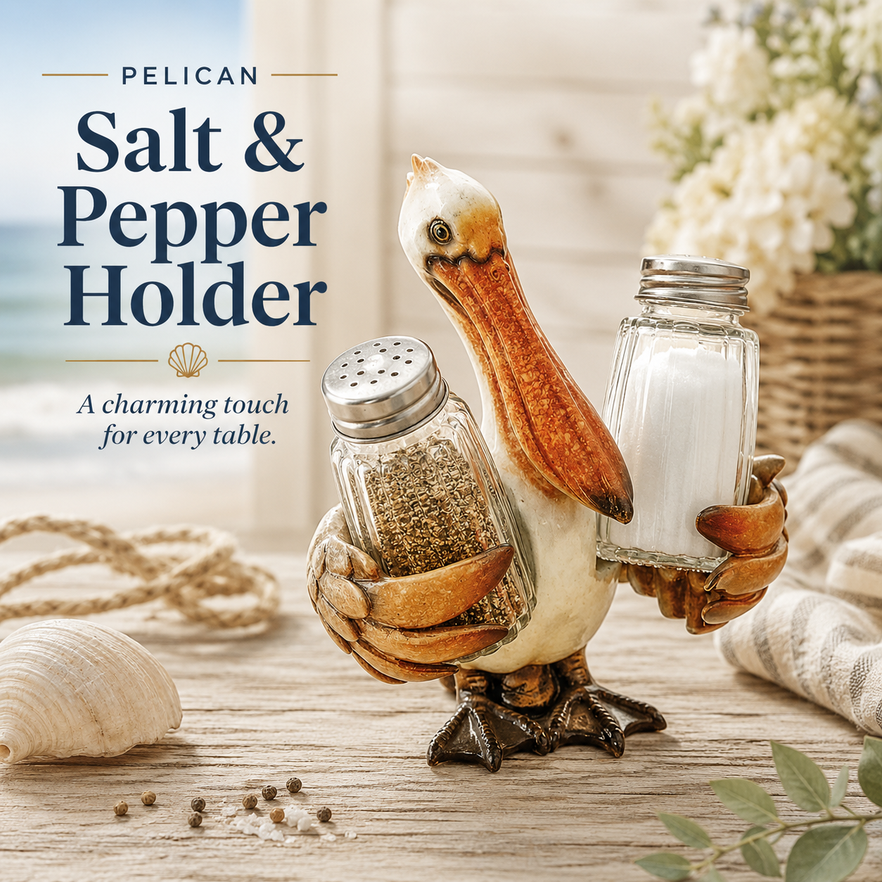 🔥Coastal Animal Salt & Pepper Shaker Holder Set