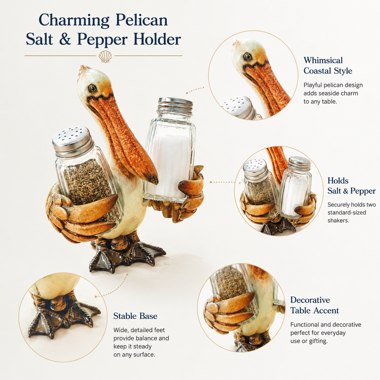 🔥Coastal Animal Salt & Pepper Shaker Holder Set