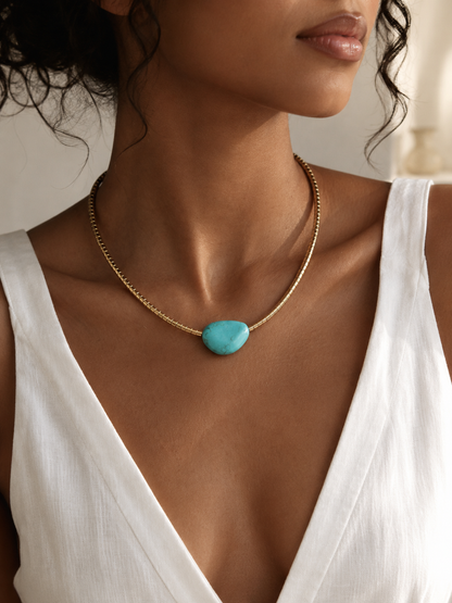 Beaded Turquoise Nugget Necklace