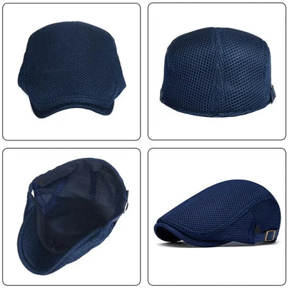 🔥Men's Breathable Mesh Flat Cap – Adjustable Newsboy Ivy Beret Summer Hat