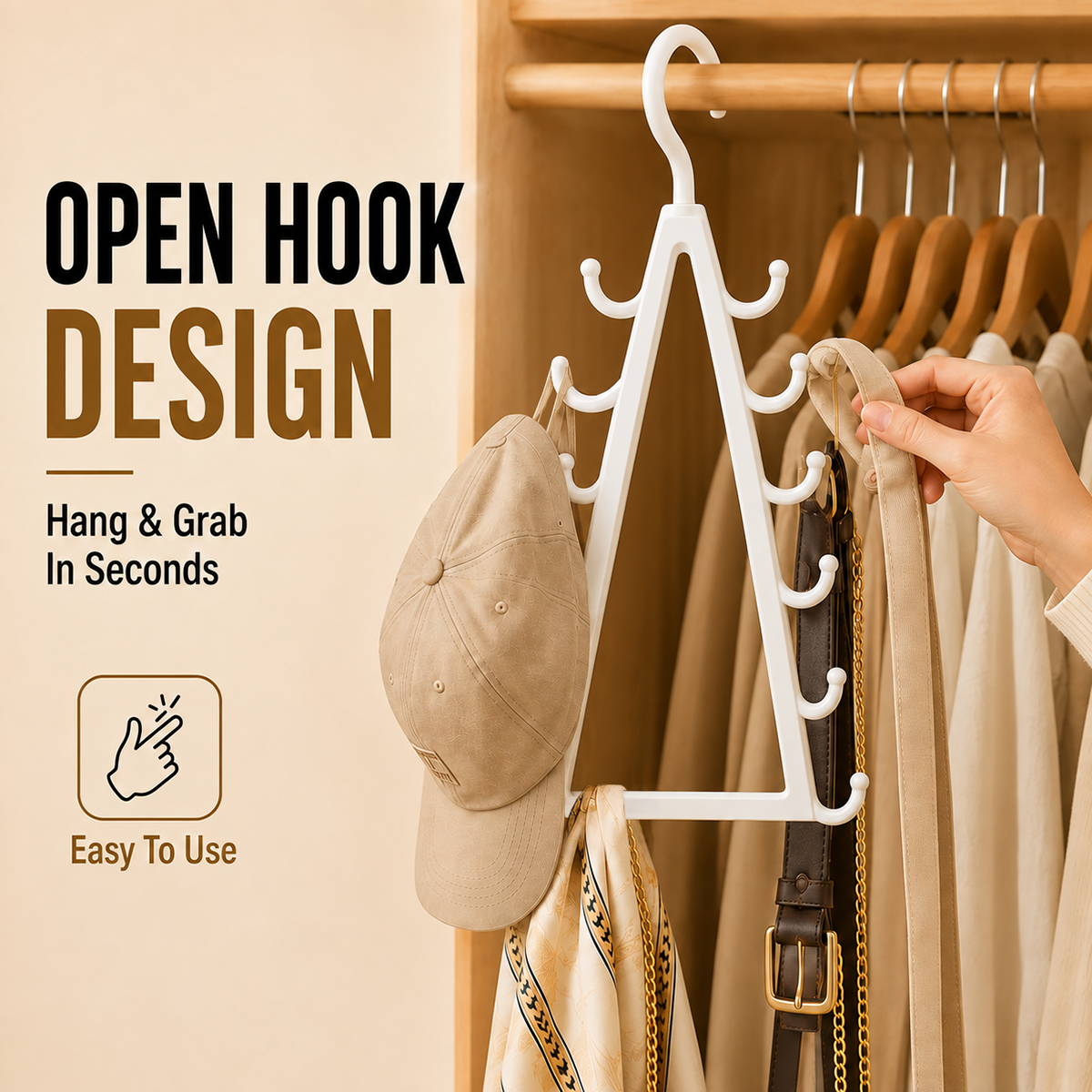 ✨ 12-Hook V-Shaped Closet Organizer – Save Space & Keep Accessories Tidy