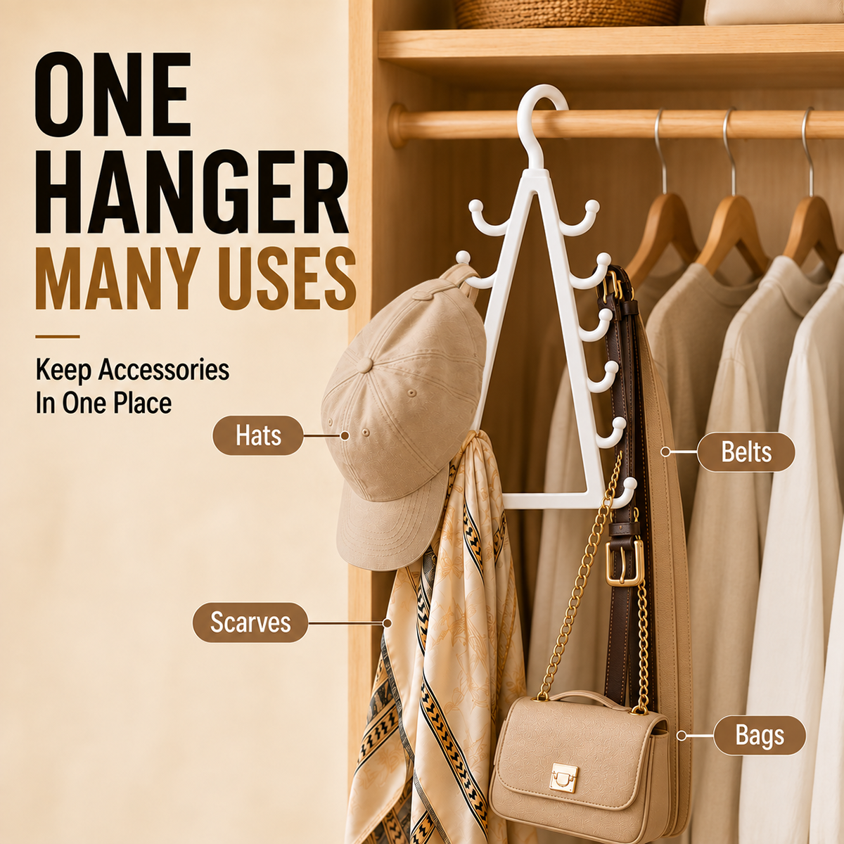 ✨ 12-Hook V-Shaped Closet Organizer – Save Space & Keep Accessories Tidy