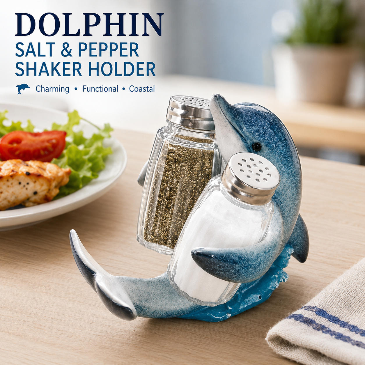 🔥Coastal Animal Salt & Pepper Shaker Holder Set