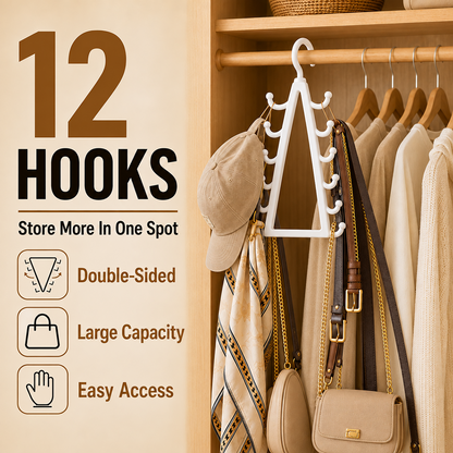 ✨ 12-Hook V-Shaped Closet Organizer – Save Space & Keep Accessories Tidy