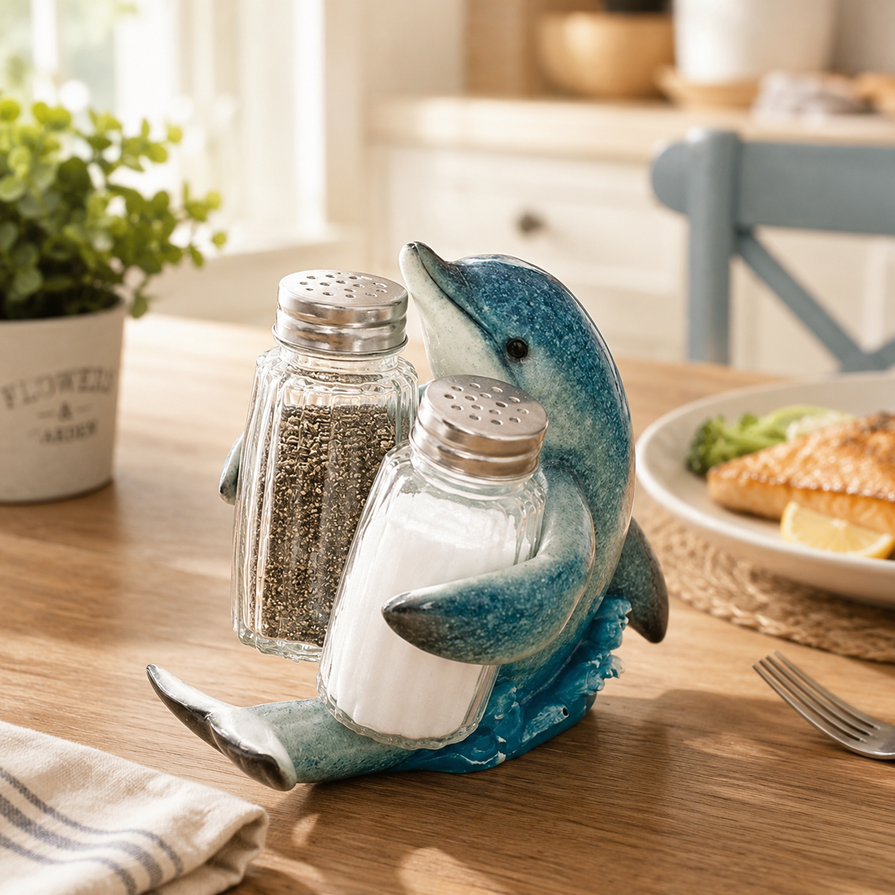 🔥Coastal Animal Salt & Pepper Shaker Holder Set