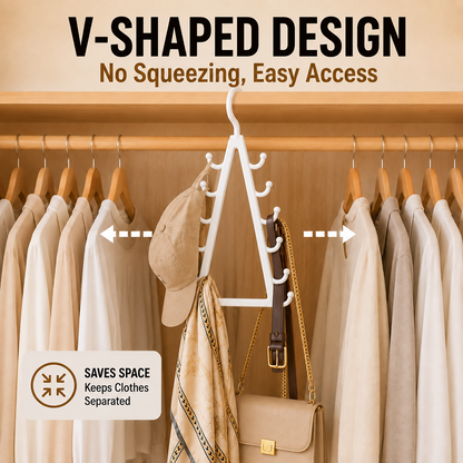 ✨ 12-Hook V-Shaped Closet Organizer – Save Space & Keep Accessories Tidy