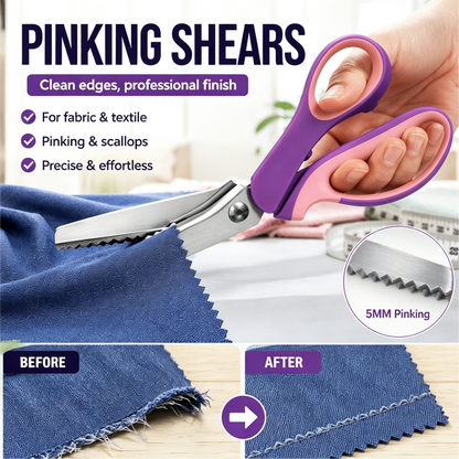✂️ 2026 Sale — Over 23,100 Sold! 🧵 Multipurpose Pinking Shears Serrated Scissors – Zigzag Fabric Cutting, Ergonomic Handle & Rust-Resistant Steel ⚡