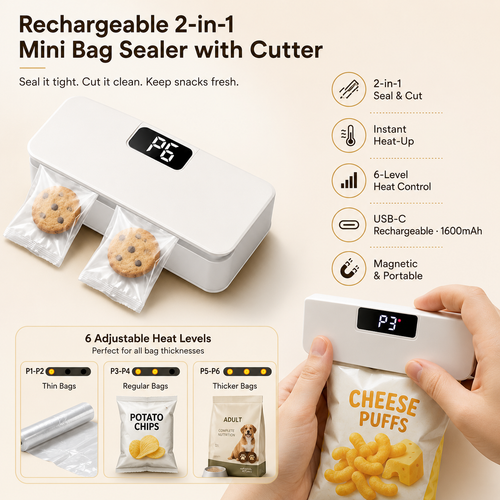 ⚡Last Day 49% OFF⚡Rechargeable 2-in-1 Mini Bag Sealer with Cutter