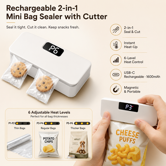 ⚡Last Day 49% OFF⚡Rechargeable 2-in-1 Mini Bag Sealer with Cutter