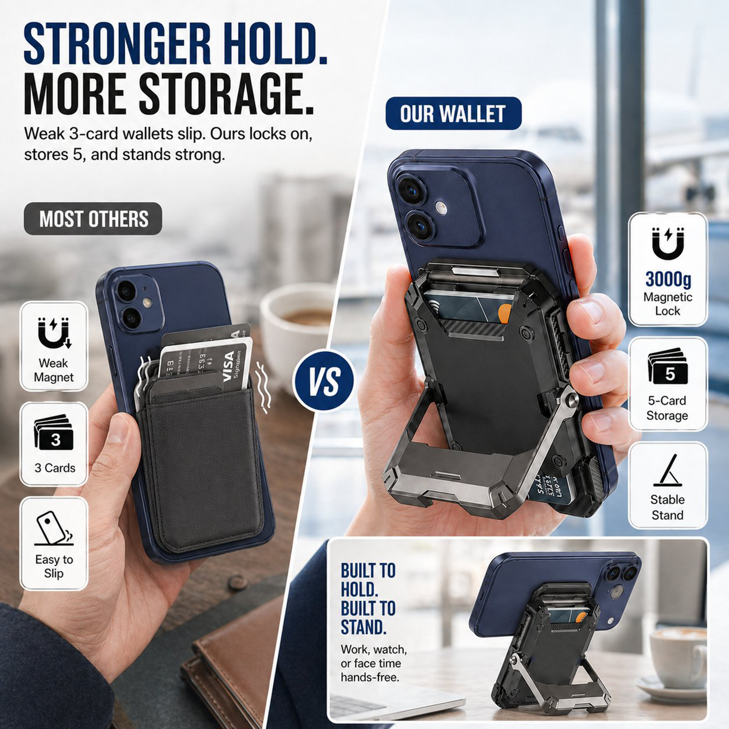 Magnetic Wallet with Stand
