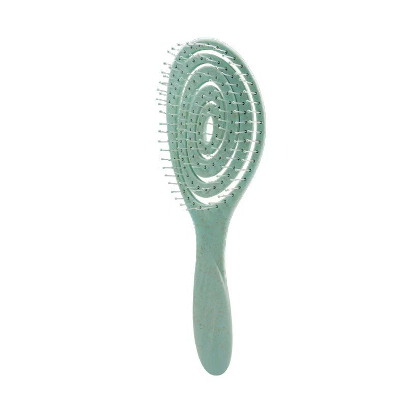 Eco Friendly Straw Hairbrush, Flexible Soft Pin Bristles, Detangling Wet/Dry Hair, Head Massaging Pro (Oatmeal)