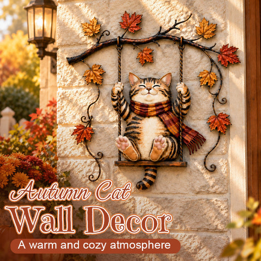🐱Autumn Cat Metal Wall Decor – Swinging & Standing Cat Designs🍂🐈
