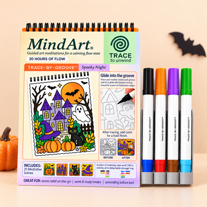 🥳2026 HOT SALE🥳💞50K+ SOLD! 🥚 🌿Trace-By-Groove Guided Flow Art Coloring Pad with Double-Sided Markers 🎨