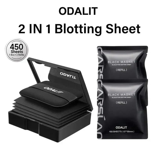 💝Black Magnet Oil Blotting Setting Sheet With Powder More Control Oil Keep Fresh 2 IN 1 Blotting Sheet