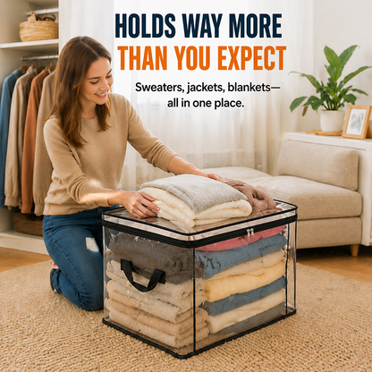 🔥Last Day 49% OFF📦Portable Large Heavy-Duty Thick Plastic Clear Storage Box with Hinged Lid | Home, Travel & Camping