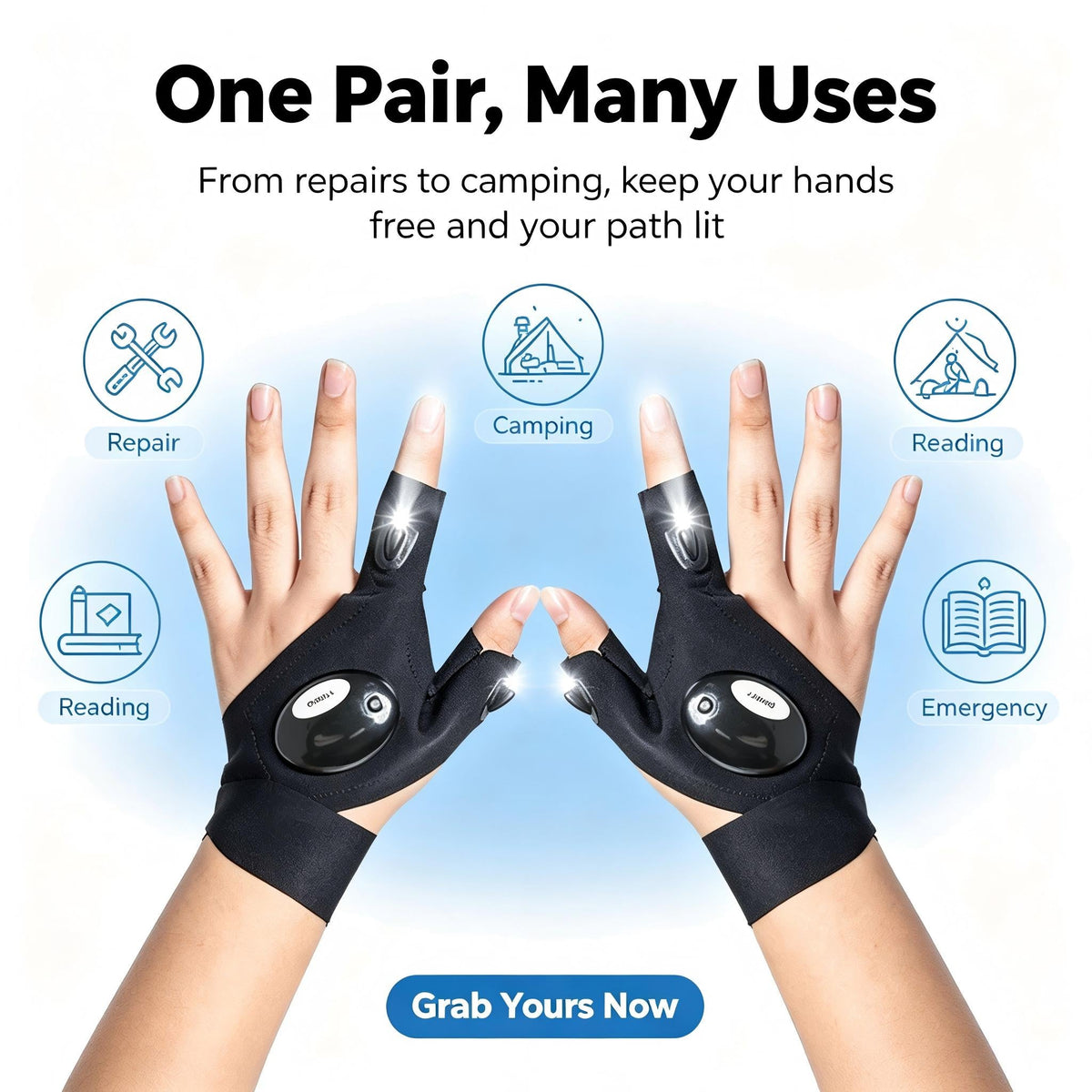🧤 Wearable Finger Torches – Illuminated Gloves for Angling, Camping, DIY & Night Adventures
