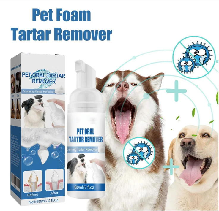 🐶Foam for removing tartar from pet teeth – Fresh breath & healthy teeth, no brushing required!🦷