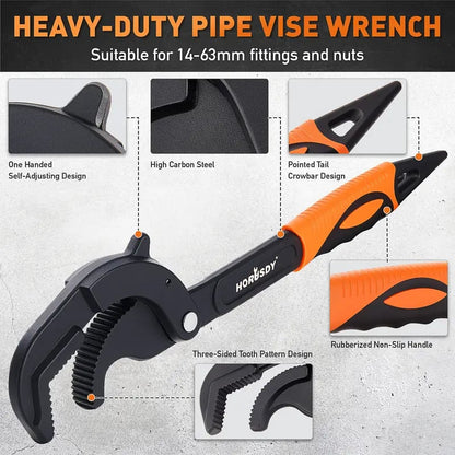 🛠️10′′ & 15′′ Self-Adjusting Pipe Wrench Set – Heavy Duty for Plumbing, HVAC, Nuts, Pipes & Fixtures